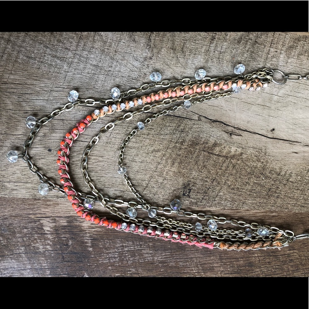 Tiered metal/stone/color wrap necklace